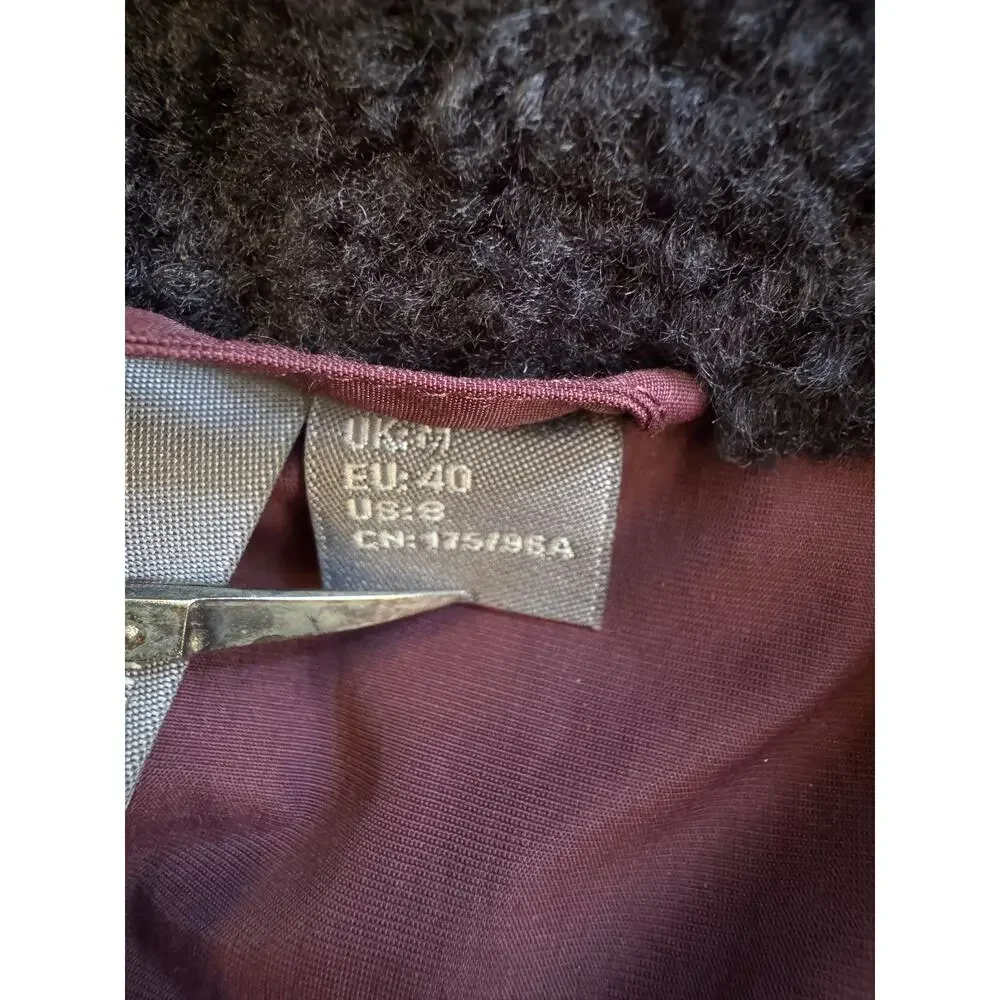 Sweaty Betty Sherpa Fleece Vest Plum Black Hooded Urban Athleisure Size 8